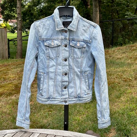 Banana Republic Womens Denim Jacket Small Light Wash Blue Jean Coat Button Front - Picture 1 of 16